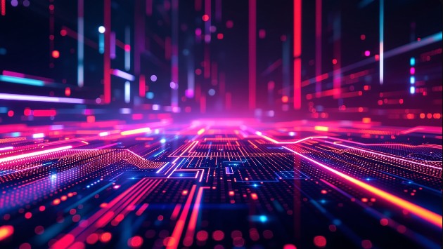 Futuristic digital data and cyber network concept, used to illustrate a guide on installing CyberPanel on a VPS and managing Linux-based web servers.